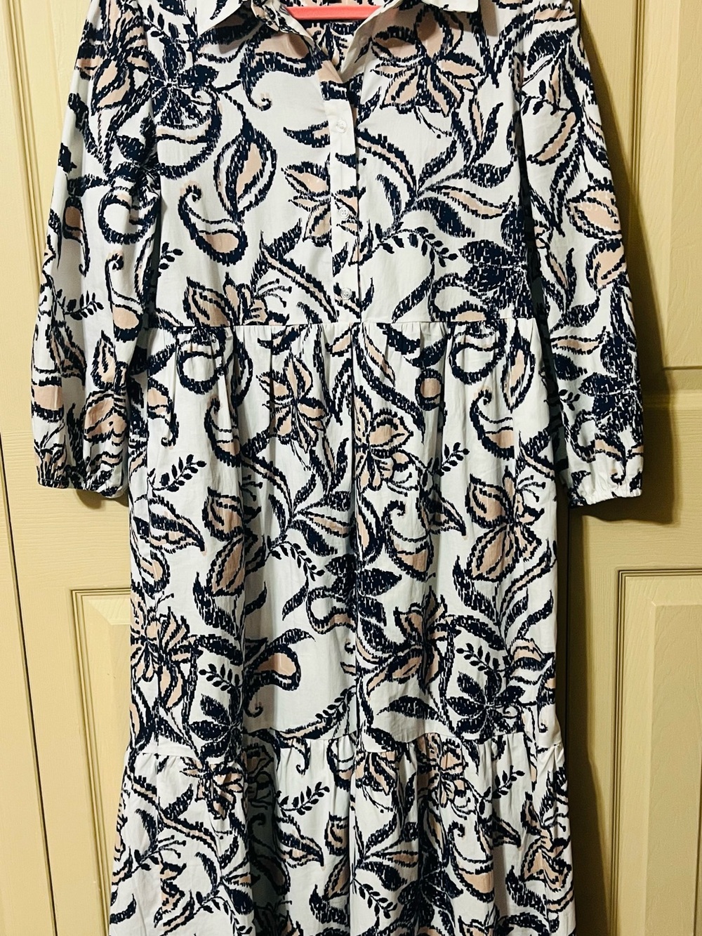 Rachel Zoe Midi Dress with Blue and Blush Floral Print Size Small